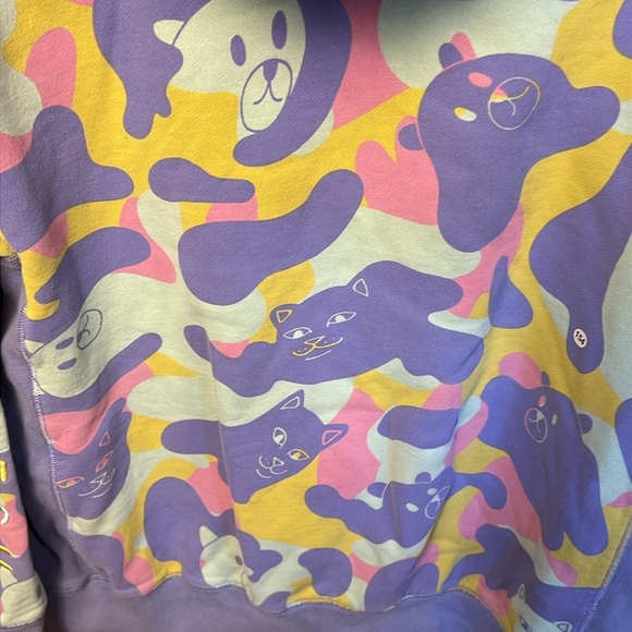 Teddy‎ Fresh Rip N Dip Camo Hoodie S norm Teddy unisex multicolored cat camo Y2K - Picture 7 of 9